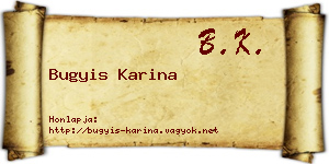 Bugyis Karina névjegykártya